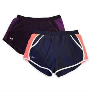 Under Armour Women's Athletic Shorts Bundle - Purple and Navy Size M